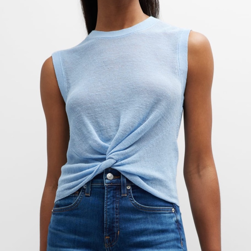 Veronica Beard jeans Kellen sleeveless twist-front sweater